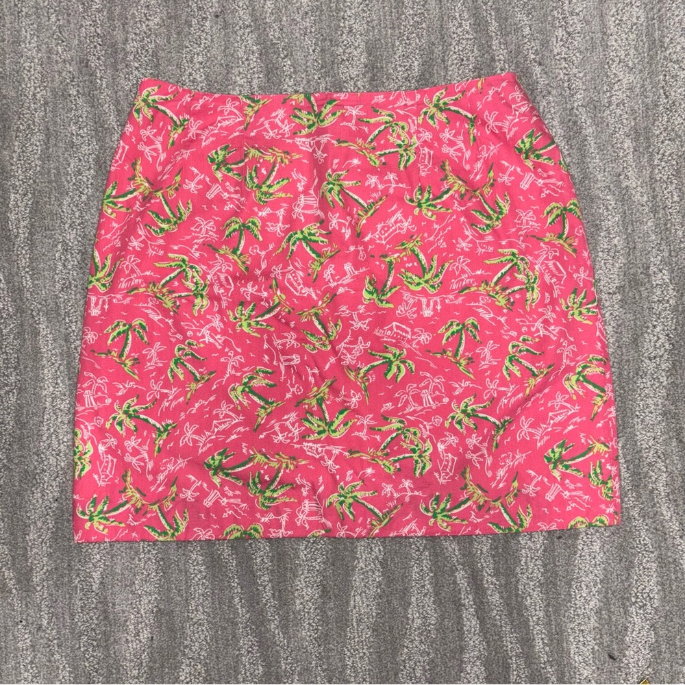 Lilly Pulitzer White Label Pink Palm Tree Cotton Mini Skirt Women’s Size 4